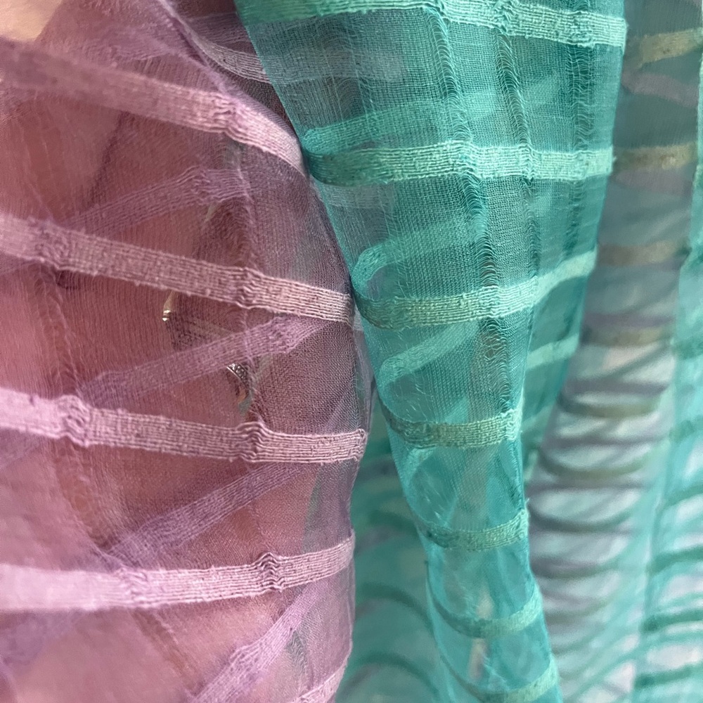 Silk Teal and Purple Sheer Scarf - Picture 9 of 14